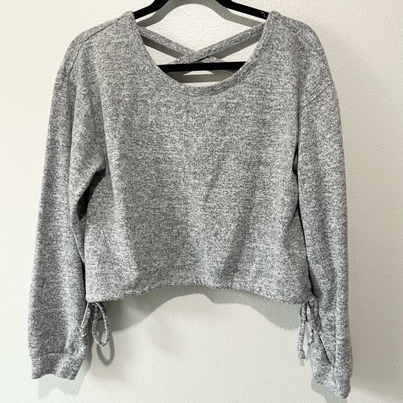 CRAVE FAME- Gray Long Sleeve Soft Crop Top Size L - Picture 1 of 4